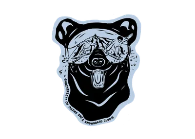 Sticker of a bear head wearing goggles